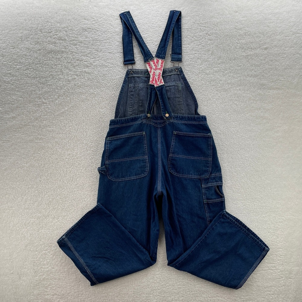 Vintage Pointer Brand Mens 38x30 Blue Denim Bib Overalls USA Made Work Low Back